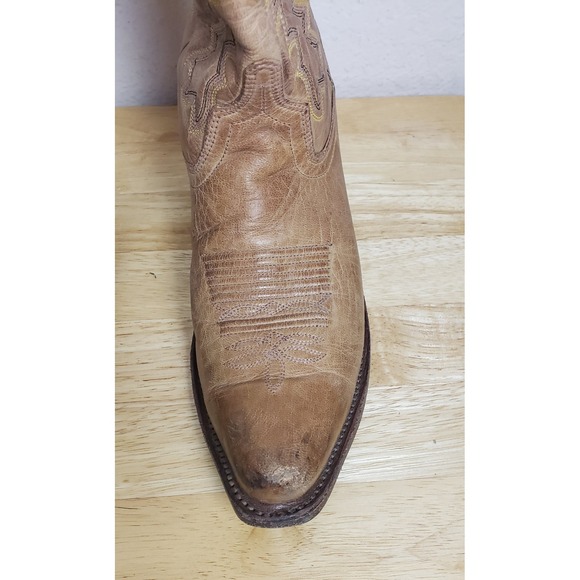 Old West Cowboy Cowgirl Boots Leather 7.0 Women's Cowgirl Tan Western LF1529 - Picture 7 of 7
